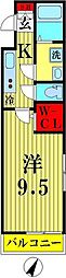 ノーヴァ 2階1Kの間取り