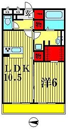 レーヴ 3階1LDKの間取り
