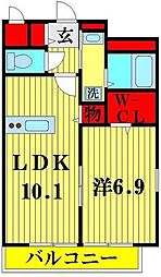 ブランドールＫ 2階1LDKの間取り