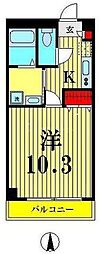 アンプルールフェール　BateauI 1階1Kの間取り
