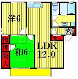 パークアベニューウエストD 2LDKの間取図画像