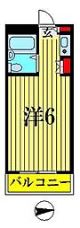 神明マンション ワンルームの間取図画像