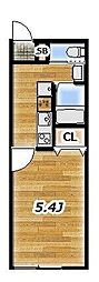 西町Live 1Kの間取図画像