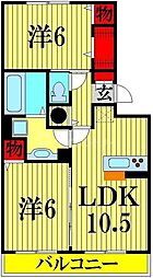 プレジール 2LDKの間取図画像