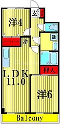 エクセレンス松原 2LDKの間取図画像