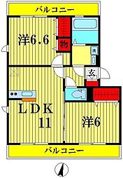 GRACE1 2LDKの間取図画像