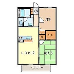 モナハイツ 2LDKの間取図画像