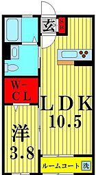 Villa紫雲 1LDKの間取図画像