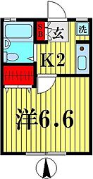 第五稲荷荘 1Kの間取図画像