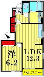 プレザント2 1LDKの間取図画像