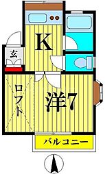 泰道ハイツ 1Kの間取図画像