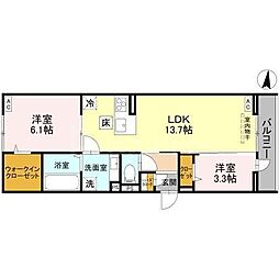 グラン南越谷 2LDKの間取図画像