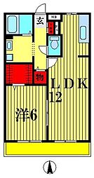 サンライズ蒲生 1LDKの間取図画像