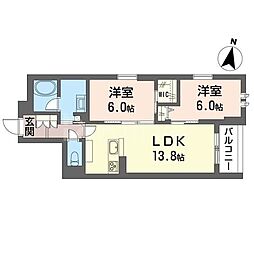 グランツ エーデル 2LDKの間取図画像