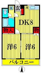 エクセレンスアライ弐番館 2DKの間取図画像