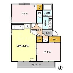 サンクレール1 2LDKの間取図画像