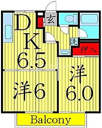 メゾン三ッ橋 2DKの間取図画像