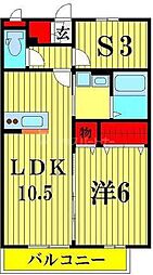 シンフォニーB 1SLDKの間取図画像