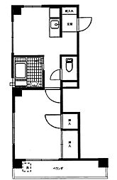 レジデンス宝 3階1DKの間取り
