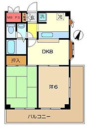 グレイスハイツII 1階2DKの間取り