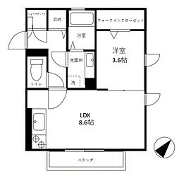 フォンテーヌ南太田 1LDKの間取図画像