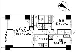 サンヴェール伊勢佐木町 2LDKの間取図画像