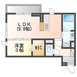 ブルースカイKAKUDA 1LDKの間取図画像