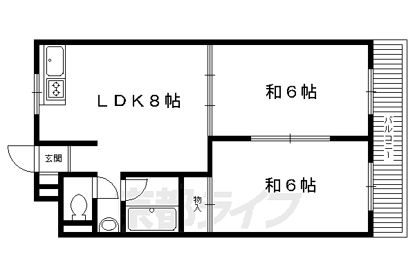 京都府京都市左京区岩倉花園町(賃貸アパート2LDK・1階・40.06㎡)の写真 その2