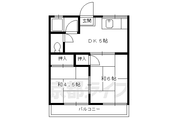 京都府京都市左京区修学院薬師堂町(賃貸アパート2DK・2階・29.16㎡)の写真 その2