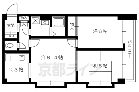 京都府京都市左京区岩倉長谷町（賃貸マンション2LDK・1階・54.00㎡） その2