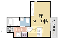 京都市営烏丸線 北大路駅 徒歩14分の賃貸マンション 4階ワンルームの間取り