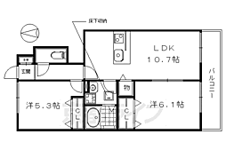 ラ・ペ下鴨葵 1階2LDKの間取り