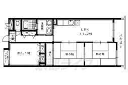京都市営烏丸線 北山駅 徒歩10分の賃貸マンション 1階3LDKの間取り