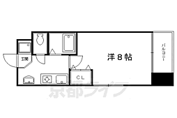京都市営烏丸線 四条駅 徒歩5分の賃貸マンション 3階1Kの間取り