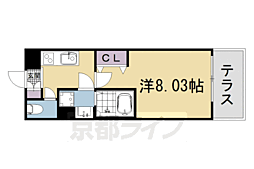 叡山電鉄叡山本線 元田中駅 徒歩9分の賃貸マンション 1階1Kの間取り