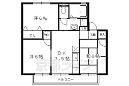 叡山電鉄鞍馬線 京都精華大前駅 徒歩2分の賃貸アパート 2階3DKの間取り