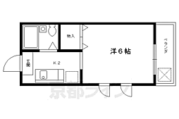 京都市営烏丸線 国際会館駅 徒歩9分の賃貸アパート 1階1Kの間取り