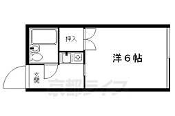 叡山電鉄叡山本線 元田中駅 徒歩1分の賃貸マンション 3階1Kの間取り