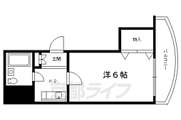 叡山電鉄叡山本線 一乗寺駅 徒歩7分の賃貸マンション 2階1Kの間取り