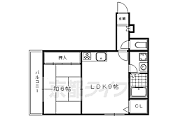 叡山電鉄鞍馬線 岩倉駅 徒歩5分の賃貸マンション 3階1LDKの間取り