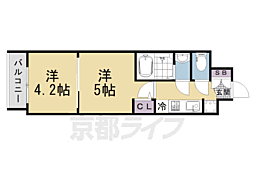 エステムコート京都二条 7階2Kの間取り