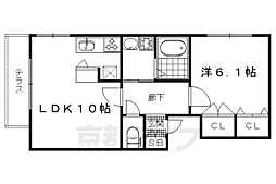 京都市営烏丸線 北山駅 徒歩3分の賃貸マンション 2階1LDKの間取り