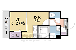 エクスフォート京都聚楽町 5階1DKの間取り