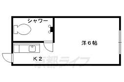 京都市営烏丸線 北山駅 3.6kmの賃貸マンション 2階1Kの間取り