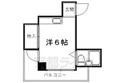 京都市営烏丸線 国際会館駅 徒歩1分の賃貸マンション 3階ワンルームの間取り