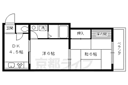 エスカーラ北山 1階2DKの間取り