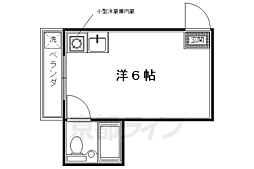 叡山電鉄鞍馬線 二軒茶屋駅 徒歩5分の賃貸マンション 1階1Kの間取り