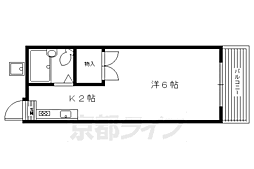京阪本線 神宮丸太町駅 徒歩14分の賃貸アパート 1階1Kの間取り