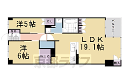 JR山陰本線 円町駅 徒歩6分の賃貸マンション 4階2LDKの間取り