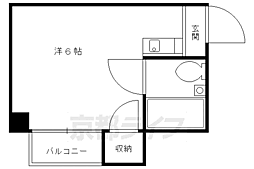パルハイツウエダ 3階1Kの間取り
